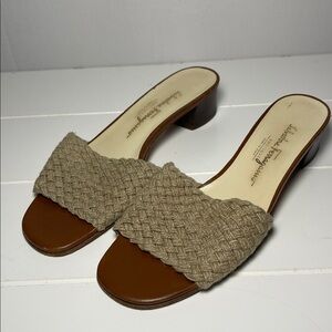 Salvatore Ferragamo Women's Brown Woven Mules/sandals size 8B